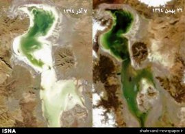 تمام پهنه دریاچه ارومیه پر آب شد+ جدیدترین تصویر ناسا